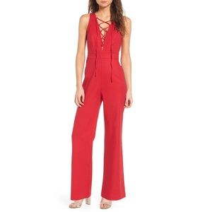WAYF Cara Lace Up Jumpsuit Red Sz XS